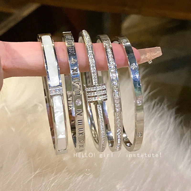 Pulseiras de cor prata para mulheres meninas